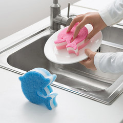 Kitchen sponge wipe dolphin clean cleaning cloth cloth double-sided magic brush mop cloth decontamination dishwashing detergent 100 clean cloth Pink only