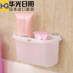 日本进口inomata置物篮厨房浴室强力吸盘盒子沥水篮洗面奶收纳盒 白色