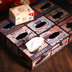 American Retro Leather tissue box, European creative carton, napkin box, home towel, waterproof package mail Short LS-09 A-19