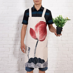 New Chinese ink wash, lotus skirt, home cleaning kitchen, sleeveless apron for men and women, work clothes for men and women WQ-029