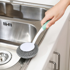洗锅刷厨房用刷 刷锅 清洁洗碗刷刷子 锅刷带柄钢丝球 长柄清洁球
