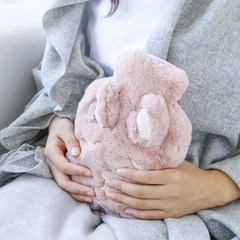 Cute fluffy Bunny water hot water bag filling bag warm house plumbing explosion-proof washable Plush muff hand warmer Pink fox 700ML