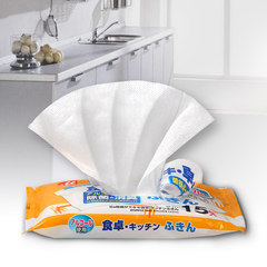 日本LEC 进口餐桌厨房清洁湿巾除菌消毒抹布一次性擦桌布加厚15抽 白色