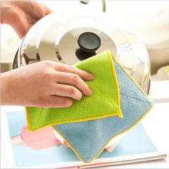 9653 super absorbent cloth, soft cloth cloth, double color non stick oil superfine fiber dish washing cloth Blue cloth