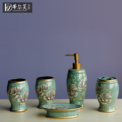 European Style Bathroom Decor ceramic cup handicraft ornaments lotus flowers set Home Furnishing supplies five sets Five sets of Magnolia sanitary ware