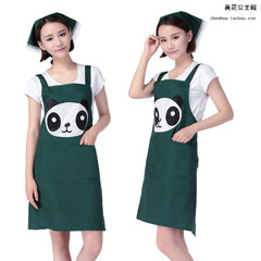 Korean version of cute work clothes Japanese simplified kitchen aprons princess cafe lovers aprons Korean blue and green
