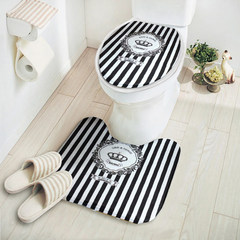 Cartoon garden toilet cushion, U shape pad, warm fashion seat ring cover, U type ground cushion package mail Black and white stripes (combinations)