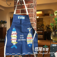 American style kitchen decoration practical home aprons Mediterranean dark color fish Dark blue fish trumpet