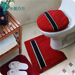 Hui Pu authentic toilet cushion three piece set, easy to cover, cover cover, lovely pad U toilet bowl toilet Red tulip