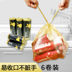 DeHub garbage bags and vest type fault type thickened leaking household merchandise garbage bags 150 roll 6 Golden 150 63cmx46cm (6 rolls) thickening