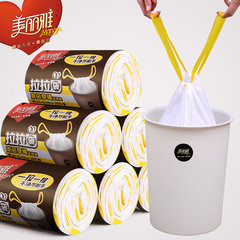 Melia automatic closing garbage bag thickening portable household drawstring rope kitchen plastic bag 1.5 wire. 6 rolls thickening