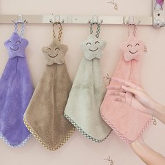 Cartoon children towel, hanging type towel, super absorbent coral velvet, increase thick lovely female towel Towels, bows, and purples