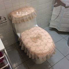 High grade lace, three sets of toilet bowl, toilet seat, toilet seat, Pink Embroidered toilet seat, mail Pink