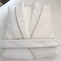 Dubai Hotel mink cashmere robe nouveau riche size double fabric with soft silky dress Home Furnishing song Large size (L) white