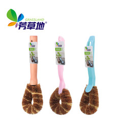 Natural coconut palm grass long handle wooden handle, plastic handle kitchen stove nonstick scrub brush cleaning brush