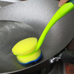 Cleaning brush with long handle, brush with handle, dish and sponge brush, creative household articles, brush, stove and brush pot
