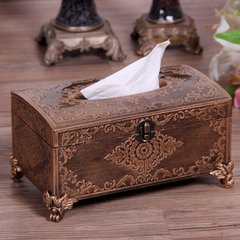 The living room with the Astra poetry retro pumping carton wooden tissue box European household living room creative napkin box car Bronze Sun Flower