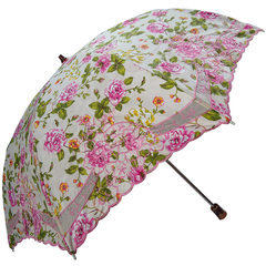 Korean high-grade embroidery lace umbrella umbrella anti UV umbrella sunshade creative floral Princess Han Bansan Beige
