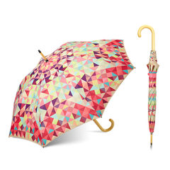 Mistblue double cloth wood handle printing long umbrella literary small fresh female long umbrella Tong Kong Tong Kong
