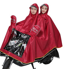 Qin flying man electric double motorcycle raincoat thick increase large transparent brim and a couple of poncho XXXL Rose Plaid jacquard