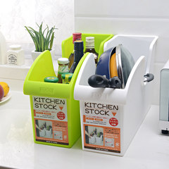 日式 厨房用品置物架塑料收纳盒 带滑轮储物箱收纳架调味架 白色