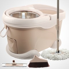 Dimeiwang genuine household mop bucket rotary mop dry mop mop automatic dual drive hand flat mop Coffee 2 Metal basket Reinforced bar + stainless steel disc