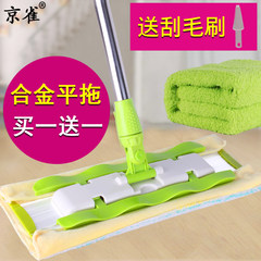 Beijing a flat mop Aluminum Alloy flat mop clamp type wooden floor mop mop mop towel clip stainless steel rod Green (5 pieces of cloth reinforced by rods)