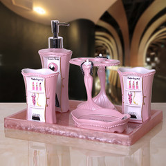 Package resin bathroom five sets of creative bathroom set gargle cup, wash kit, bath set Pink Lady + tissue box