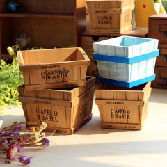 Succulents wooden wooden flower girls cosmetics box retro finishing desk box wooden ladder B403 blue Trumpet Flower