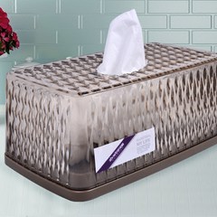 Embroidered PP plastic European tissue box, home living room restaurant, simple paper box, creative napkin box white