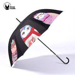 Creative bent handle, long handle umbrella, windproof umbrella, sunny umbrella, female, creative cute student, straight handle umbrella Owl long handle umbrella