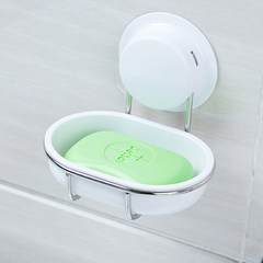 浴室吸盘式免打孔不锈钢香皂盒 卫生间壁挂式创意沥水塑料肥皂盒