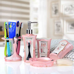 Five sets of high-grade sanitary bathroom wash gargle cup resin pink suit creative Yagang wedding gift Five piece set