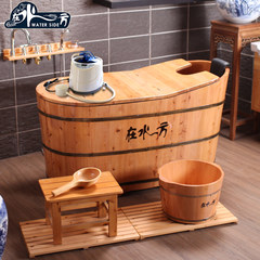 The bath barrel bath bucket adult wood bathtub bath barrel bath bucket with cover in the water side of cedar fumigation transparent