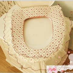 2 packages of Korean lace fabric, zipper toilet mat, thickening toilet seat ring, toilet seat, toilet seat cover Lace toilet pad