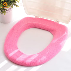 [daily specials] thickening Plush toilet pad O type U universal cushion pad winter elastic paste ring pad Corduroy - sky blue