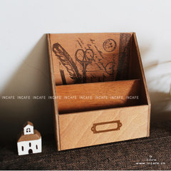 INCAFE printing | Japanese wooden storage box storage box box retro desktop stationery box