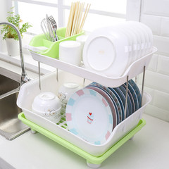 Double Lishui rack thickened plastic kitchen cupboard rack storage shelves tableware dishes dishes Peach powder (new style)