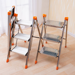 The joy of stainless steel Aluminum Alloy ladder three step ladder ladder household folding ladder ladder person word ladder Three step ladder of steel and aluminum
