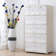 Fu Qiang 4052 authentic thickening plastic 5 layer storage cabinet, baby drawer cabinet, locker cabinet Orange 3 layer