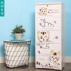 Environmental protection thickening children cartoon plastic drawer type storage cabinet, baby wardrobe, cabinet, toys, sundries cabinet The Catch 5 layer