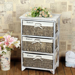 The Mediterranean country wind bedside table storage cabinets rattan old lockers three bucket bedside cabinet cabinet
