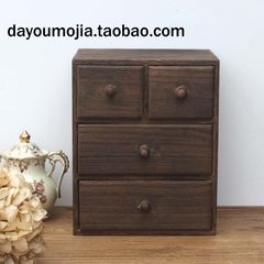 Retro Old Paulownia baking color desktop storage cabinet drawer cabinet (four Paulownia burning wooden see size)