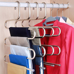 2 sets of stainless steel S type trousers rack, multilayer multi-function hanging pants, hangers, wardrobe, hanging rack pants clip 2 Light grey
