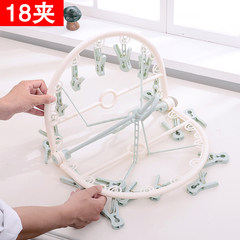 Multi function folding clothes hanger, plastic disc, windproof household, circular baby clothes hanger, multi clip 1 Light green
