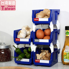 Taiwan imported kitchen multifunctional sundry basket can be superimposed plastic vegetable basket / basket, 5 package mail blue