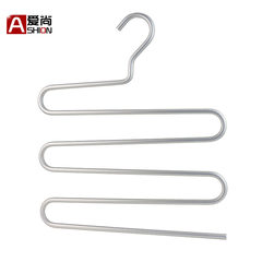 Love the new S shaped multilayer luxury space Aluminum Alloy pants pants rack shelf stainless steel multifunction magic hanger 1 Elegant silver