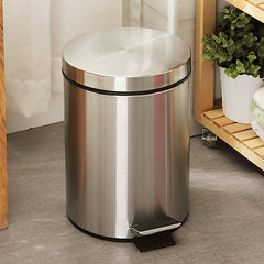 Stainless steel garbage cans, European style home pedal garbage cans, office toilet cover creative Navy Blue