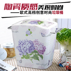Creative fashion European style large kitchen cylinder, home shaking cover, living room with cover toilet, sanitary bucket, toilet trash can Jade Rose