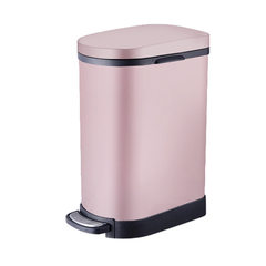 出口热销静音垃圾桶高不锈钢家用脚踏厨房客厅卫生间带盖垃圾桶 10L白色